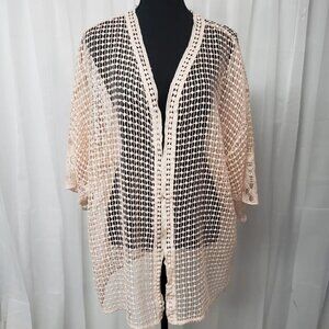 Elegant Cream Open-Knit Women's Jacket